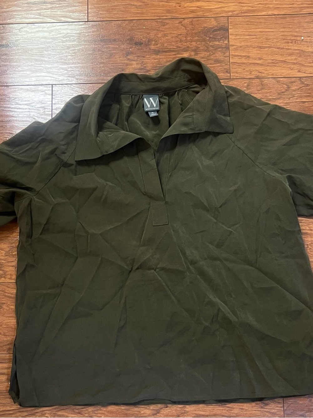 Worthington Women's Dark Olive Short-Sleeve Polo